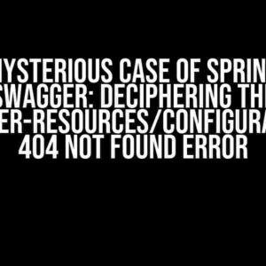 The Mysterious Case of Spring and Swagger: Deciphering the /swagger-resources/configuration/ui 404 NOT FOUND Error